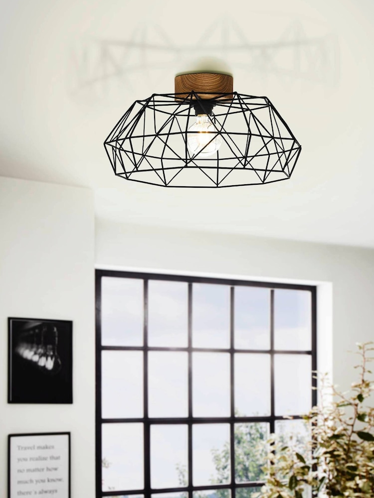Eglo Black Padstow 1 Light Industrial Ceiling Light - Image 1 of 5