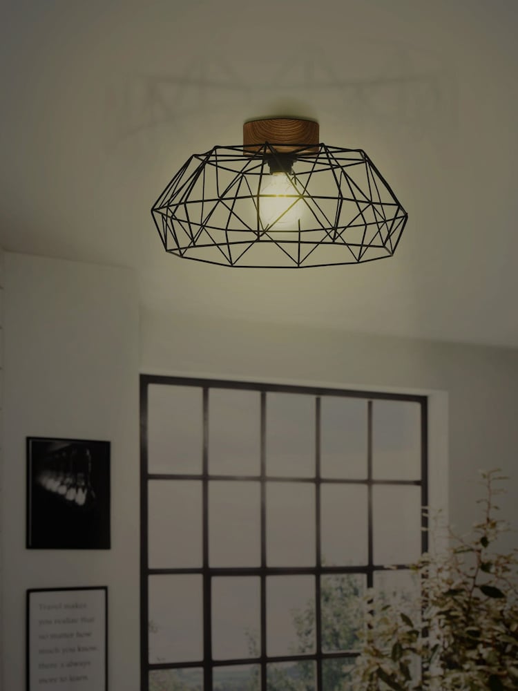 Eglo Black Padstow 1 Light Industrial Ceiling Light - Image 2 of 5 Eglo Black Padstow 1 Light Industrial Ceiling Light - Image 2 of 5