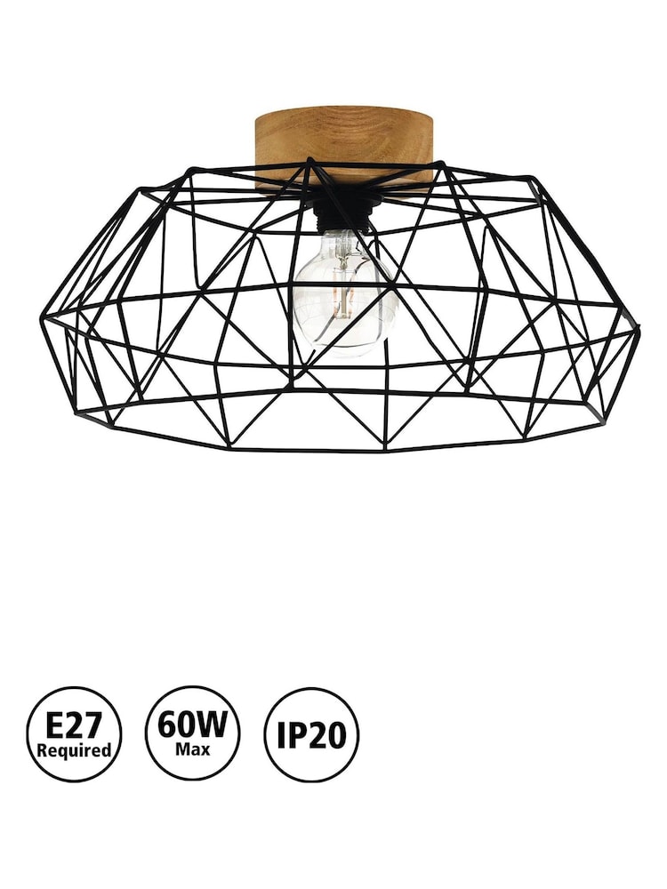 Eglo Black Padstow 1 Light Industrial Ceiling Light - Image 5 of 5