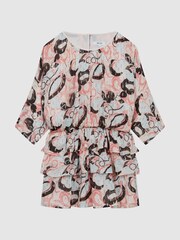 Reiss Blue Print Kayla 4-9 yrs Printed Ruffle Dress - Image 2 of 6