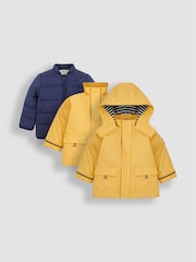 JoJo Maman Bébé Yellow 3-In-1 Waterproof Jacket - Image 2 of 9