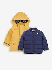 JoJo Maman Bébé Yellow 3-In-1 Waterproof Jacket - Image 7 of 9