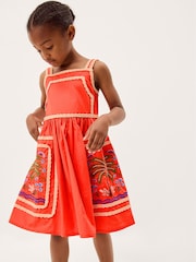Monsoon Orange Charlie Taylor Palm Embroidered Dress - Image 1 of 3