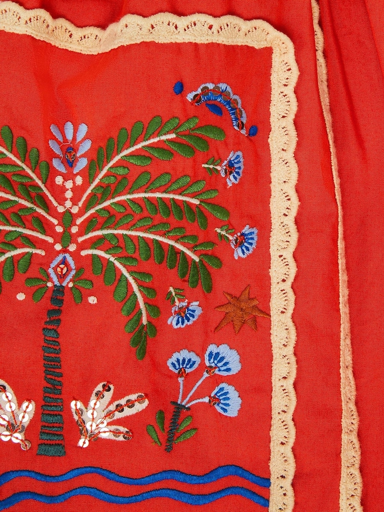 Monsoon Orange Charlie Taylor Palm Embroidered Dress - Image 3 of 3 Monsoon Orange Charlie Taylor Palm Embroidered Dress - Image 3 of 3