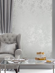 Laura Ashley Silver Westbourne A4 Wallpaper Sample - Image 1 of 2