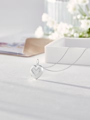 Beaverbrooks 9ct White Gold Diamond Heart Locket Necklace - Image 1 of 5