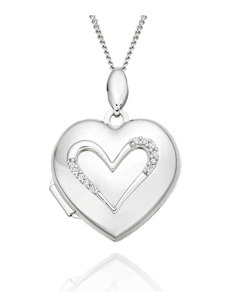 Beaverbrooks 9ct White Gold Diamond Heart Locket Necklace - Image 2 of 5