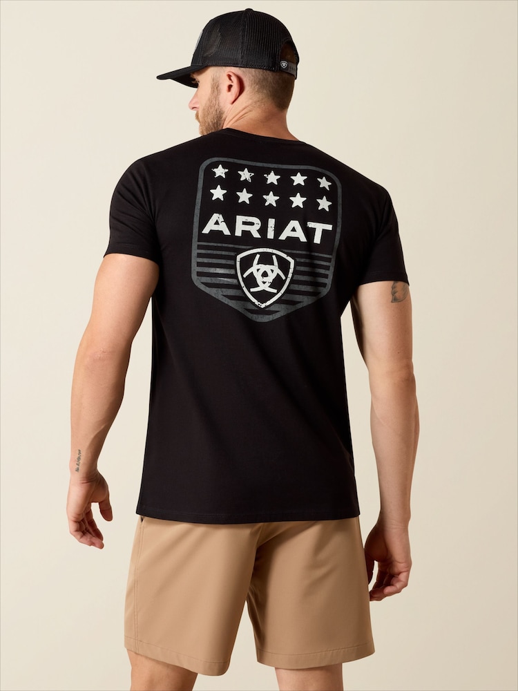 Ariat Black Stripe Patriotic Badge Short Sleeve T-Shirt - Image 2 of 5 Ariat Black Stripe Patriotic Badge Short Sleeve T-Shirt - Image 2 of 5