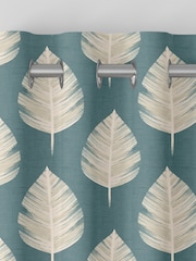 Teal Blue Finn Made To Measure 100% Cotton Curtains - Image 7 of 9