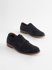 Navy Blue Suede Derby Shoes - Image 2 of 6