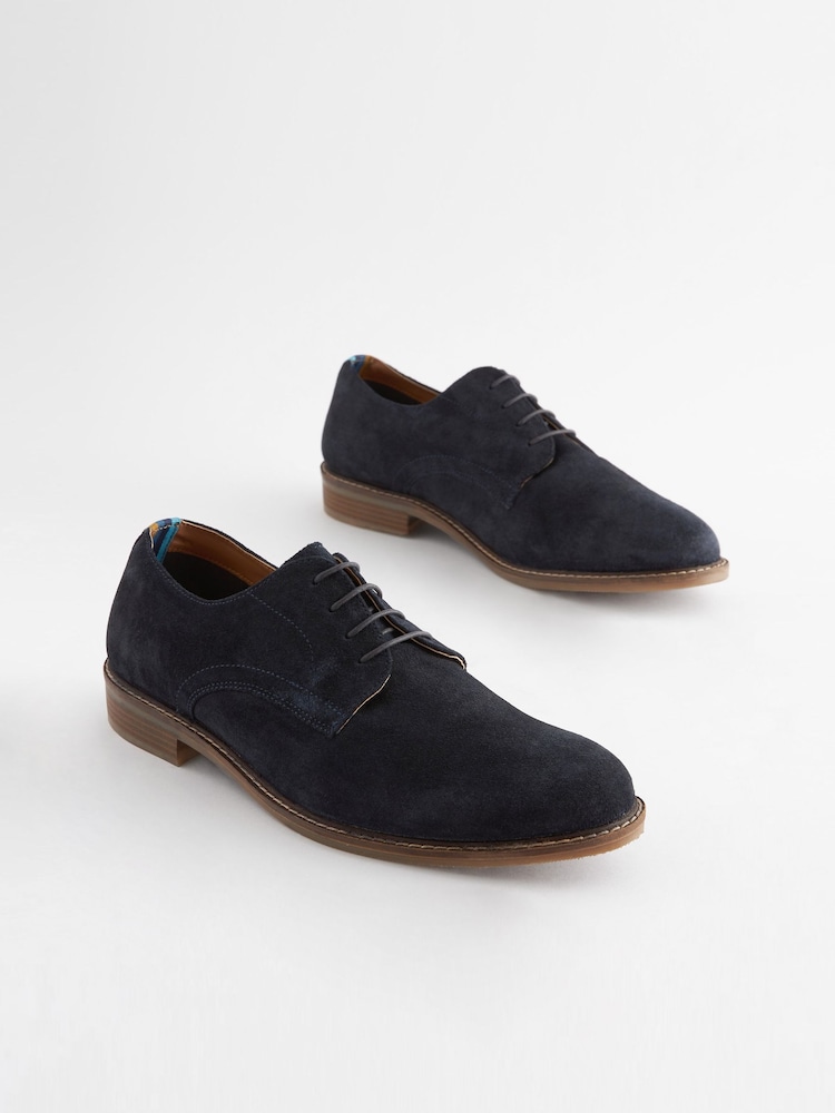 Navy Blue Suede Derby Shoes - Image 2 of 6