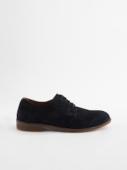 Navy Blue Suede Derby Shoes - Image 3 of 6