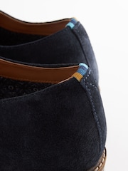 Navy Blue Suede Derby Shoes - Image 4 of 6