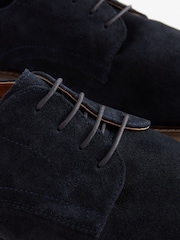 Navy Blue Suede Derby Shoes - Image 5 of 6