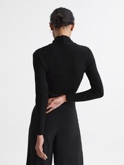 Reiss Black Elena Cross Front Crop Top - Image 5 of 6