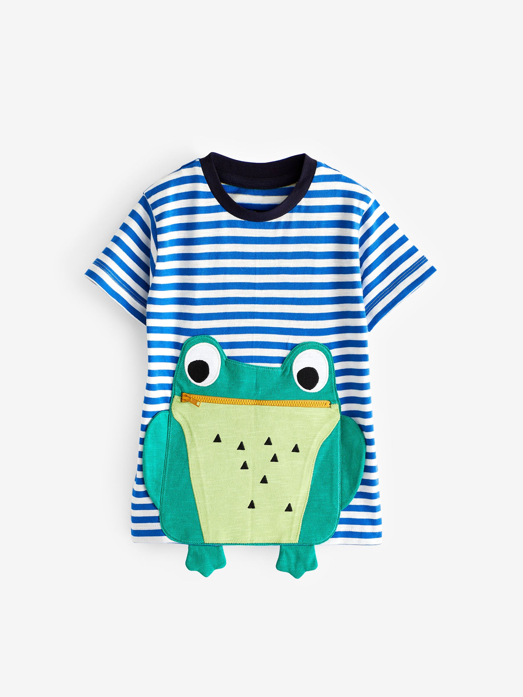 Buy Stripe Zip Mouth Frog Short Sleeve Interactive T-Shirt