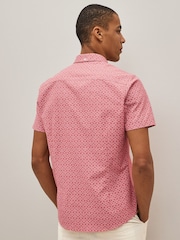 Pink Stretch Oxford Printed Short Sleeve Shirt - Image 3 of 6