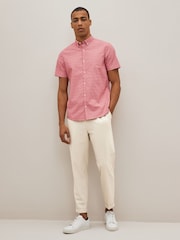 Pink Stretch Oxford Printed Short Sleeve Shirt - Image 4 of 6