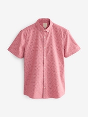 Pink Stretch Oxford Printed Short Sleeve Shirt - Image 5 of 6