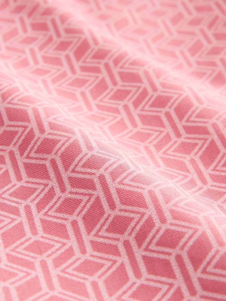 Pink Stretch Oxford Printed Short Sleeve Shirt - Image 6 of 6 Pink Stretch Oxford Printed Short Sleeve Shirt - Image 6 of 6