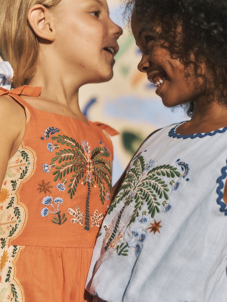 Monsoon Orange Charlie Taylor Palm Embroidered Jumpsuit - Image 4 of 4