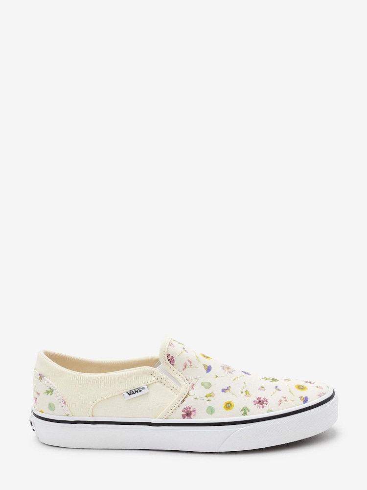 Weiß - Vans Damen Asher Turnschuhe ohne Schnürsenkel - Bild 1 von 4 Weiß - Vans Damen Asher Turnschuhe ohne Schnürsenkel - Bild 1 von 4