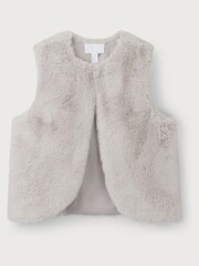 The White Company Toddler Grey Recycled Faux Fur Pom Gilet - Image 3 of 3