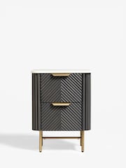 Dark Grey Valencia Marble and Mango Wood 2 Drawer Bedside Table - Image 5 of 11