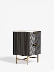 Dark Grey Valencia Marble and Mango Wood 2 Drawer Bedside Table - Image 7 of 11