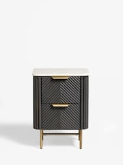 Dark Grey Valencia Marble and Mango Wood 2 Drawer Bedside Table - Image 8 of 11
