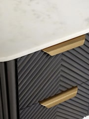 Dark Grey Valencia Marble and Mango Wood 2 Drawer Bedside Table - Image 9 of 11