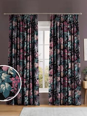 Graham & Brown Nightshade Purple Florenzia Made to Measure 100% Cotton Curtains - Image 1 of 8