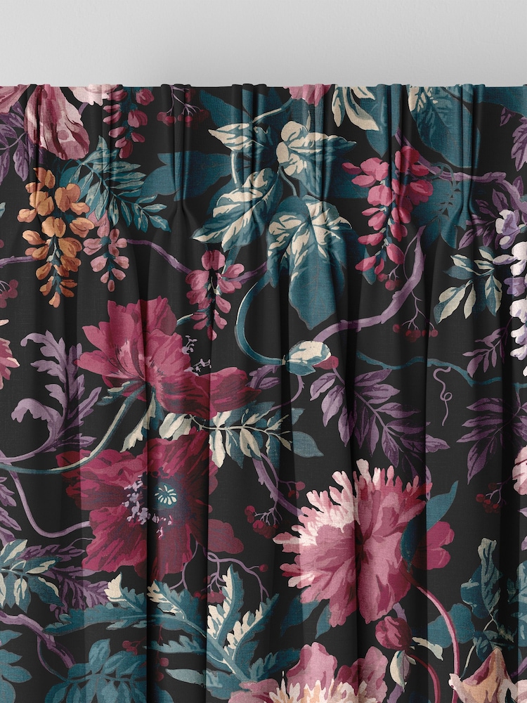 Graham & Brown Nightshade Purple Florenzia Made to Measure 100% Cotton Curtains - Image 2 of 8