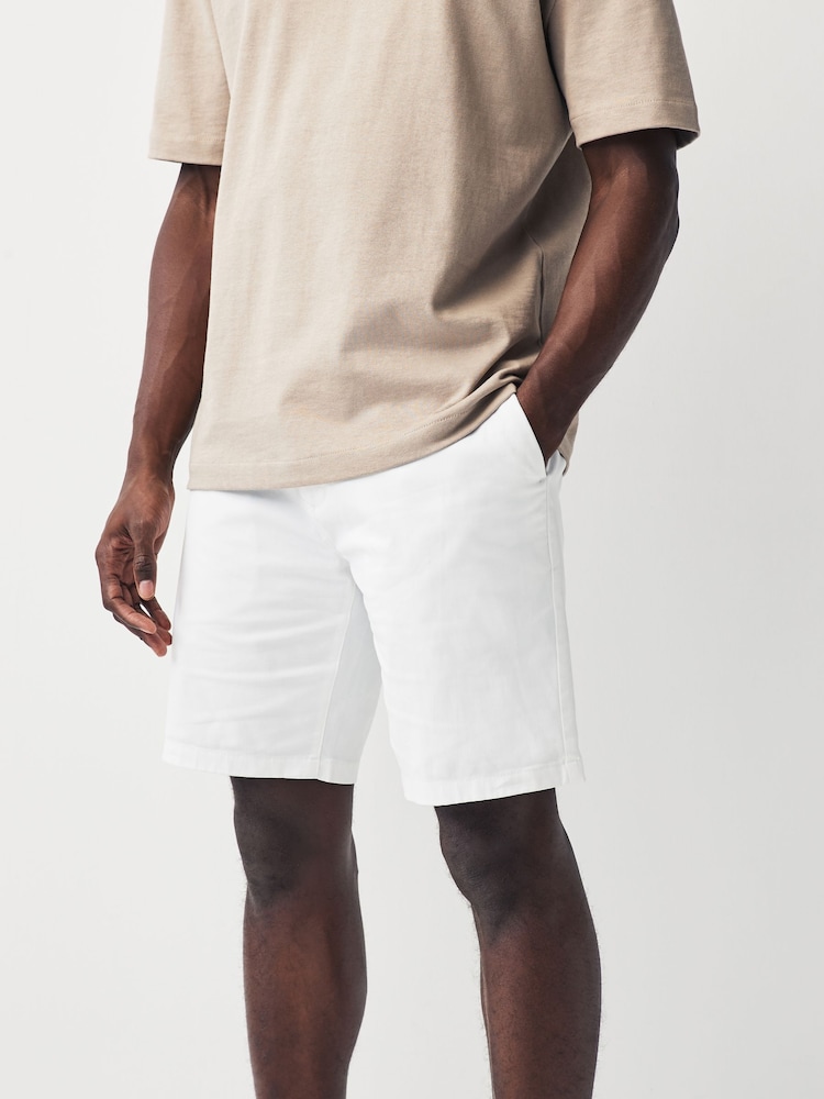 Blanco - Corte slim - Pantalones cortos chinos elásticos - Imagen 1 de 8