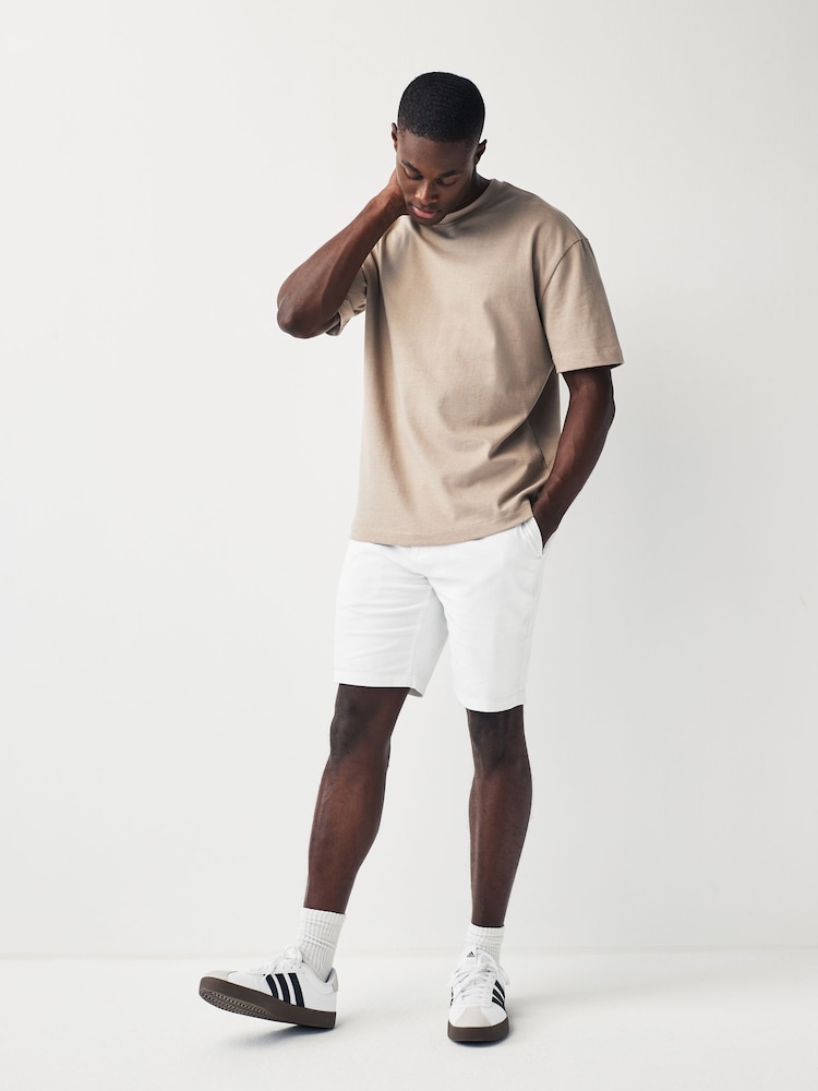 Blanco - Corte slim - Pantalones cortos chinos elásticos - Imagen 2 de 8