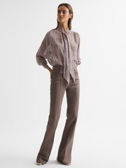Reiss Pink Kelsie Metallic Long Sleeve Blouse - Image 3 of 6