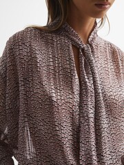Reiss Pink Kelsie Metallic Long Sleeve Blouse - Image 4 of 6