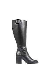 Jones Bootmaker Cesena Black Wide Leather Knee Boots - Image 1 of 11