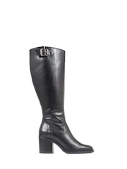 Jones Bootmaker Cesena Black Wide Leather Knee Boots - Image 11 of 11