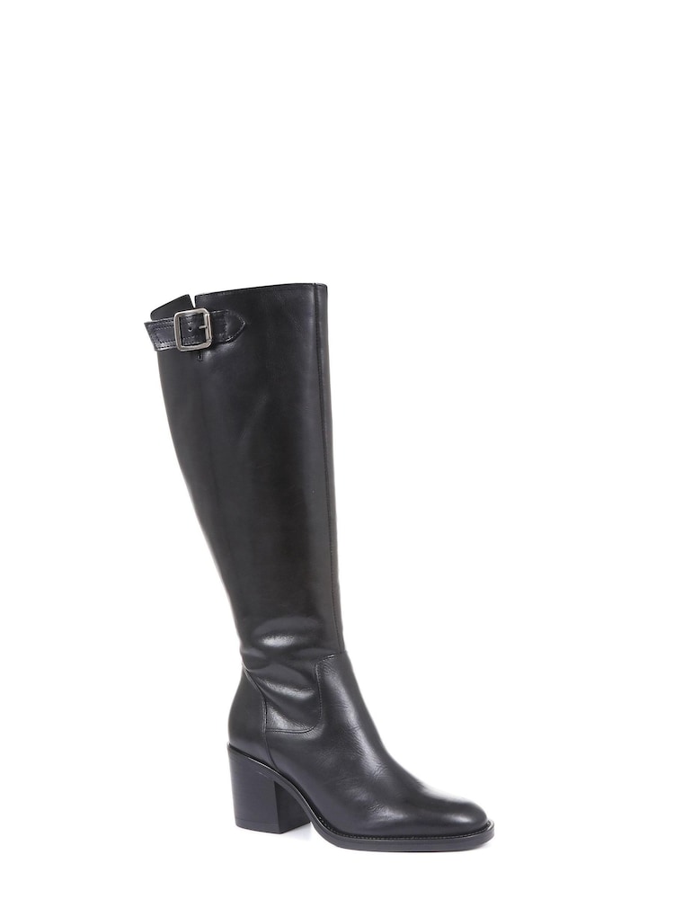 Jones Bootmaker Cesena Black Wide Leather Knee Boots - Image 2 of 11