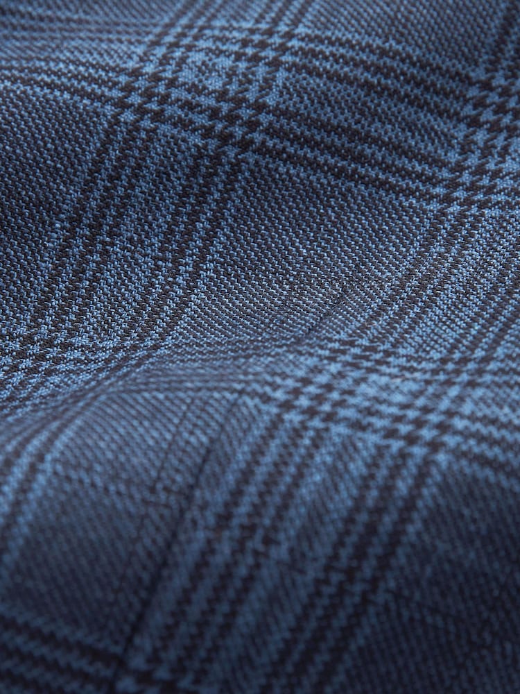 Navy Blue Trimmed Check Blazer - Image 13 of 13
