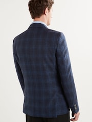 Navy Blue Trimmed Check Blazer - Image 3 of 13