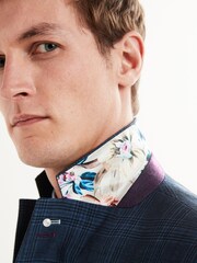 Navy Blue Trimmed Check Blazer - Image 4 of 13
