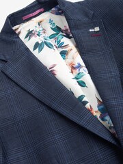 Navy Blue Trimmed Check Blazer - Image 7 of 13