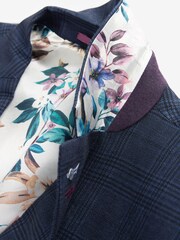 Navy Blue Trimmed Check Blazer - Image 8 of 13