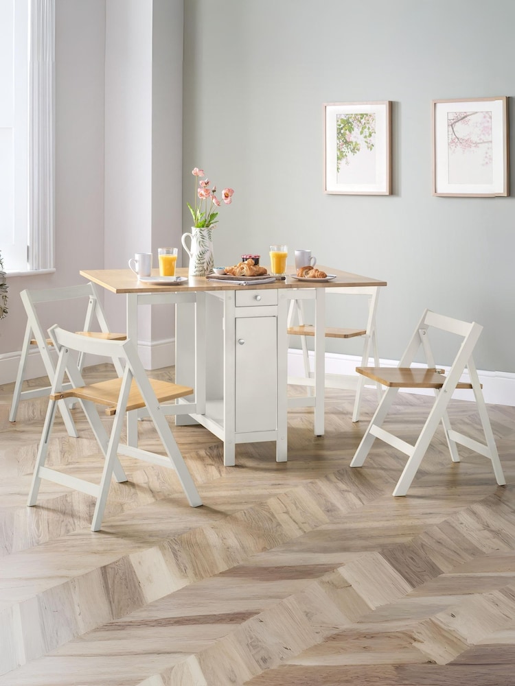Julian Bowen White Savoy Compact 4 Seater Dining Set - Image 1 of 2