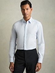 Reiss Blue Kiana Slim Fit Cotton Blend Shirt - Image 1 of 7