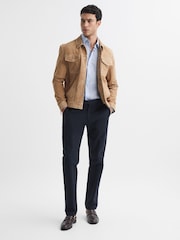 Reiss Blue Kiana Slim Fit Cotton Blend Shirt - Image 15 of 22