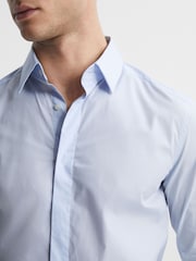 Reiss Blue Kiana Slim Fit Cotton Blend Shirt - Image 17 of 22
