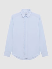 Reiss Blue Kiana Slim Fit Cotton Blend Shirt - Image 20 of 22